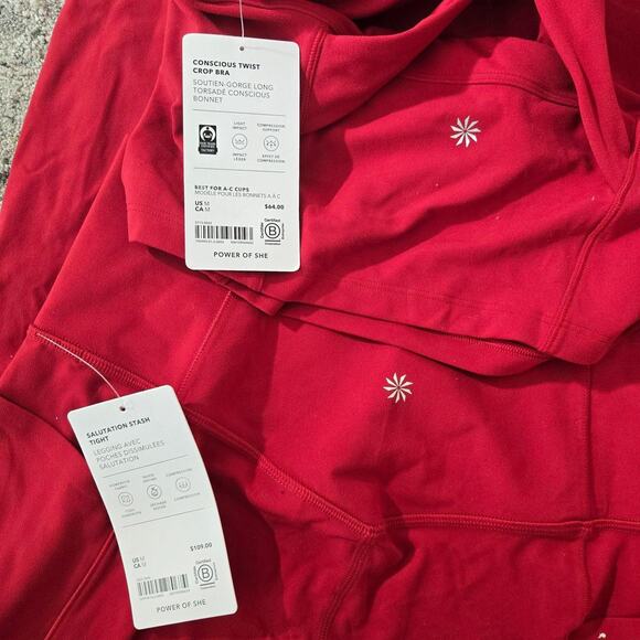 Athleta red powersoft workout set - Picture 3 of 4
